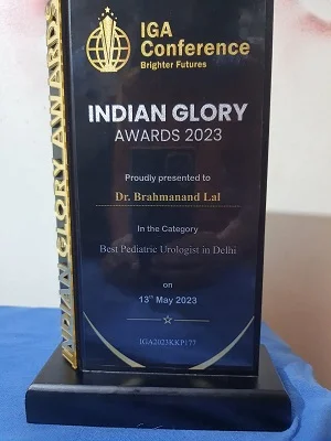 Received Indian Glory Awards 2023 as Best Pediatric Urologist in Delhi. Dr Brahmanand Lal Senior Consultant Pediatric Surgeon and Pediatric Urologist